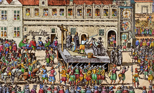 Jessenius wurde 1621 auf dem Altstädter Ring hingerichtet.