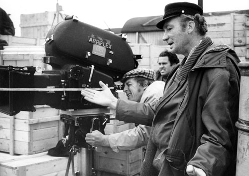 Frank Beyer mit Kameramann Günter Marczinkowsky bei den Dreharbeiten zu „Jakob der Lügner“ im Jahr 1974