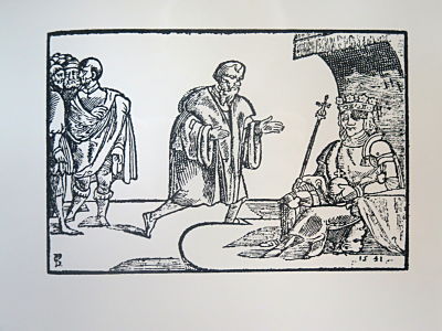 Szene mit Wenzel I. auf dem Thron aus der Chronik des Václav Hájek aus Libočany, 1541 (fotografiert im Agneskloster, Prag)